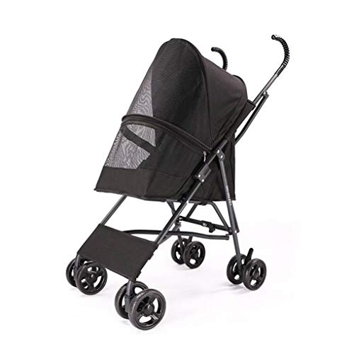 Silla De Paseo For Perro Plegable, 4 Ruedas Silla De Paseo, Cochecito Portador Al Aire Libre Viajar Gato Universal Mascota Perrito Carro (Color : Black)