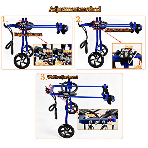 Silla de Ruedas Ajustable para Perros Coche de Paseo asistido para Perros discapacitados, Ruedas de Carro para Perros y Gatos para rehabilitación de Patas traseras, Tres tamaños