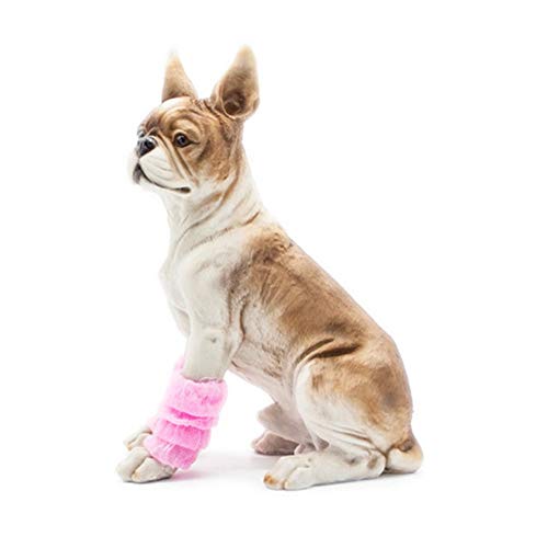 Simis De Punto para Perros Calentadores de la Pierna, 4pcs / Set de Invierno Piernas Gato Caliente Calcetines Hock Protector Durable Fuera Juntas Mascotas Rodilleras Suministros,Rosado,M