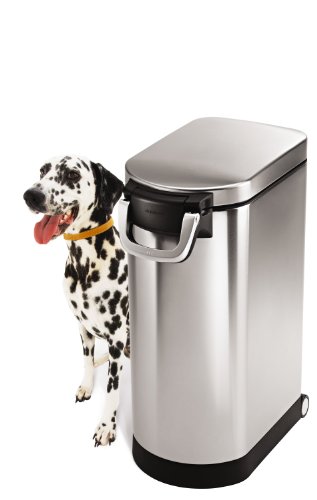 simplehuman, contenedor de comida para mascotas extragrande, acero inoxidable cepillado