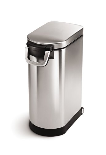 simplehuman, contenedor de comida para mascotas extragrande, acero inoxidable cepillado