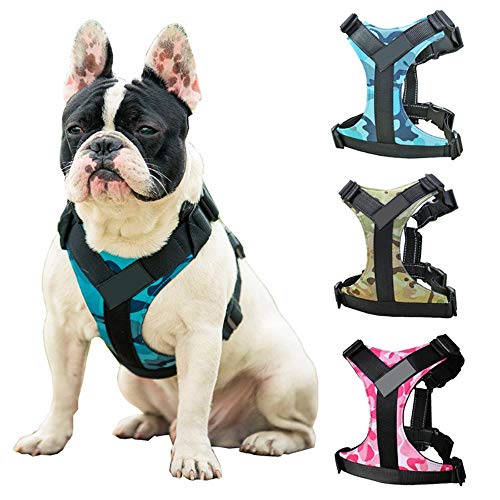 Sizwea Professional Pet Training Walk out Arnés Chaleco Arnés Reflectante Ajustable para Mascotas para Perros pequeños, medianos y Grandes Pitbull Bulldog, Camuflaje Verde, S