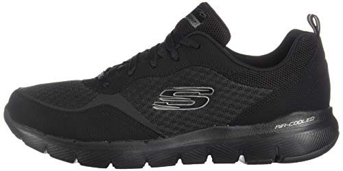 Skechers Women's Flex Appeal 3.0-GO Forward Trainers, Black (Black Leather/Mesh/Trim BBK), 4 (37 EU)