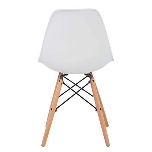 SKLUM Silla Scand Blanco Madera Natural Comedor, Cocina, Escritorio Estilo Nórdico Polipropileno y Madera de Haya