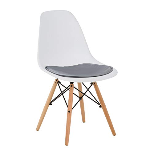 SKLUM Silla Scand Blanco Madera Natural Comedor, Cocina, Escritorio Estilo Nórdico Polipropileno y Madera de Haya