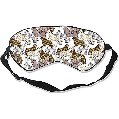 Sleeping Mask,Perros Patrones Floral Terranova Perro Dormir Máscara De Ojos, Elegantes Máscaras De Sueño Coloridas Para Viajes En Avión Del Hotel