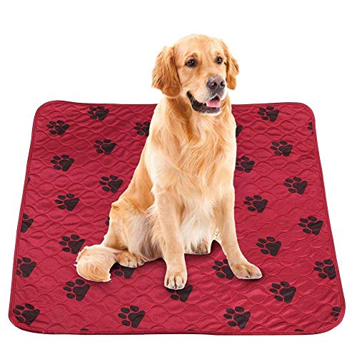 Smandy Almohadillas para Perros, Estera Impermeable para la orina Orina de la Cama Estera Reutilizable para el Entrenamiento del Perro Estera de alimentación Lavable Alfombra de Whelping(Red L)