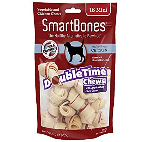 SmartBones DoubleTime Chicken Dog Chew Long Lasting Rawhide Free Mini 16 pack