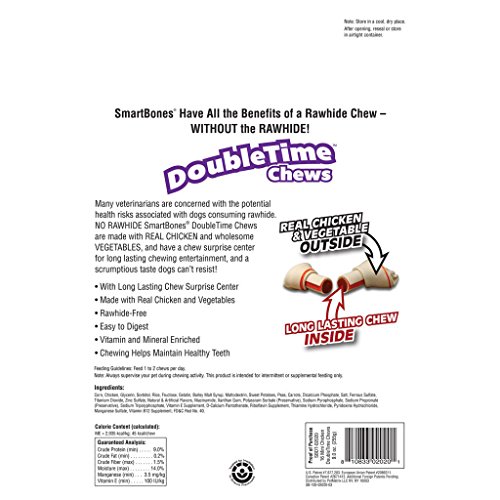 SmartBones DoubleTime Chicken Dog Chew Long Lasting Rawhide Free Mini 16 pack