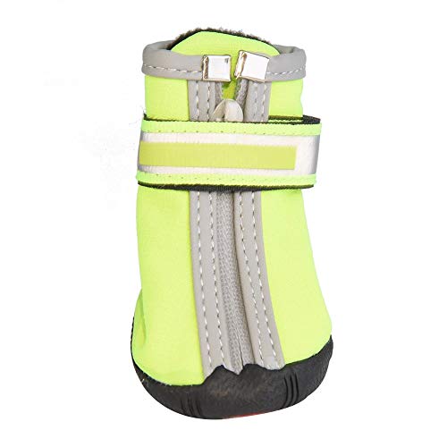 Socialme-EU 4Pcs Botas de Perro Mascota Zapatos Cachorro Antideslizante Cálidos Botines de protección en Invierno Nieve Clima Frío Verde(Número 4)