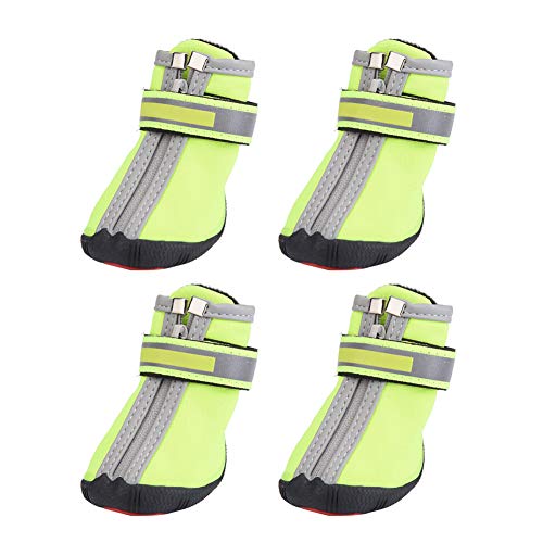 Socialme-EU 4Pcs Botas de Perro Mascota Zapatos Cachorro Antideslizante Cálidos Botines de protección en Invierno Nieve Clima Frío Verde(Número 4)