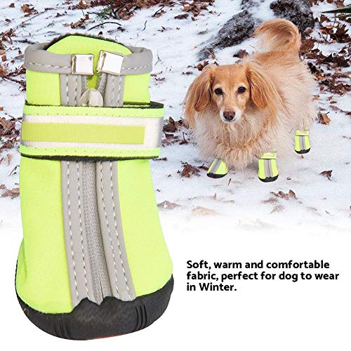 Socialme-EU 4Pcs Botas de Perro Mascota Zapatos Cachorro Antideslizante Cálidos Botines de protección en Invierno Nieve Clima Frío Verde(Número 4)