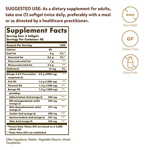 Solgar Omega 3-6-9 Cápsulas blandas - Envase de 120