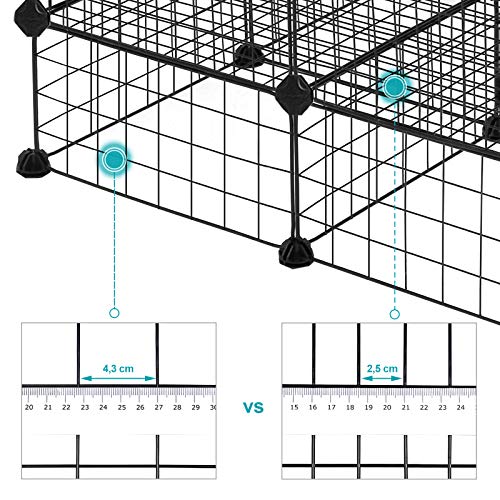 SONGMICS Jaula Metálica para Mascotas, Valla para Animales Pequeños, Diseño DIY, Martillo de Goma Incluido, Uso Interior para Cachorros, Conejos, Cobayas LPI03H