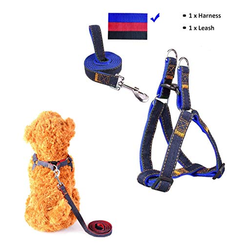 Sopito arnés con Correa Ajustable de Vaquero para Mascotas Perro,Gato,cinturón de Pecho y Espalda,Hombro para Llevar Perros con Seguridad para Perro pequeño,Mediano,Grande (Azul, L)