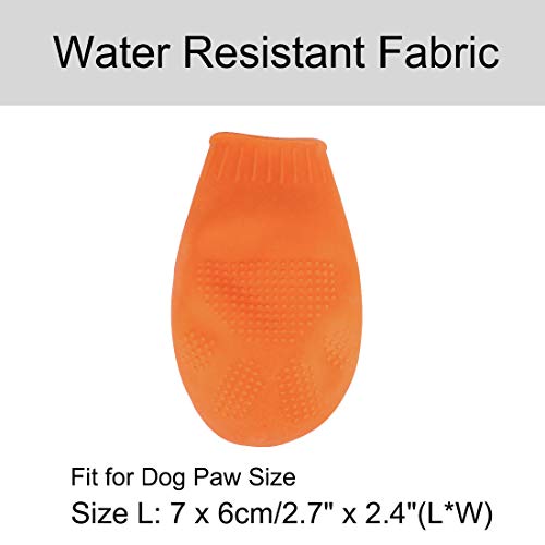 sourcing map Perro Lluvia Zapatos Mascota Botas Agua Desgaste Resistente para Perro Exterior Caminar Correr Zapatos Pata Protectores 4uds Naranja L