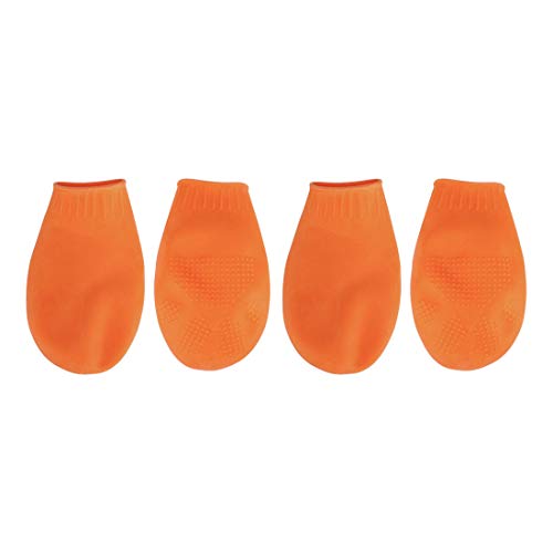 sourcing map Perro Lluvia Zapatos Mascota Botas Agua Desgaste Resistente para Perro Exterior Caminar Correr Zapatos Pata Protectores 4uds Naranja L