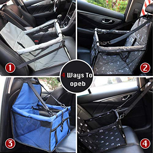 STARPIA Protector de Asiento de Coche para Mascotas Perros Gatos, Cinturón de Seguridad/Bolsa de Almacenamiento, Capazo de Coche Plegable Impermeable Lavable para Perros Viaje (Gris)