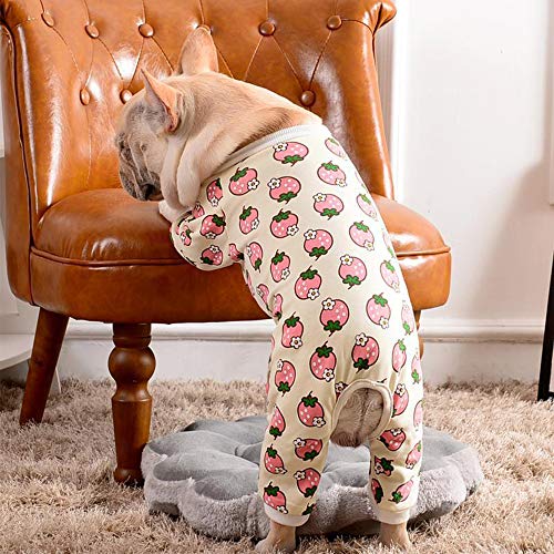 STKJ Pijama De Perro Pequeño, Mono De Cachorro, Traje De Mono Lindo Y Cálido, Ropa para Mascotas, Pijama De Algodón, Mamelucos, Ropa De Cuatro Piernas,Beige,SM