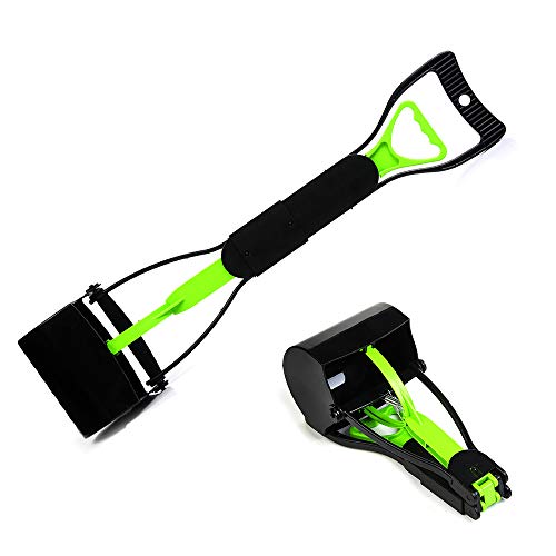 STXMALL Limpiador plegable de heces de perros con sistema de pinza Verde