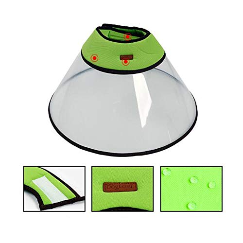 Suave Portador del Animal doméstico cómodo Viaje bolsogruesa Suave bordeCubierta Protectora de Cabeza de Perro Grande para Aumentar el Collar de Perro Grande Anti-mordida Verde XL