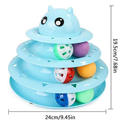 Sue-Supply Crazy Tower of Tracks Turntable Ball Cat Toy, Puzzle Juegos De Inteligencia Juguetes para Gatos, Estilo De Vida Saludable Y Activo para Múltiples Gatos, Divertidos Juguetes para Mascotas