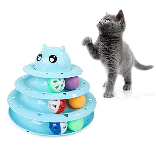 Sue-Supply Crazy Tower of Tracks Turntable Ball Cat Toy, Puzzle Juegos De Inteligencia Juguetes para Gatos, Estilo De Vida Saludable Y Activo para Múltiples Gatos, Divertidos Juguetes para Mascotas