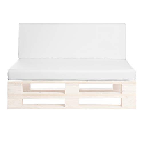 SUENOSZZZ-ESPECIALISTAS DEL DESCANSO Pack 2 Asientos y respaldos para Sofas de palets, Cojines Chill out Rellenos con Espuma y enfundados en Polipiel Color Blanco