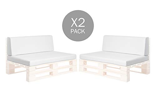 SUENOSZZZ-ESPECIALISTAS DEL DESCANSO Pack 2 Asientos y respaldos para Sofas de palets, Cojines Chill out Rellenos con Espuma y enfundados en Polipiel Color Blanco