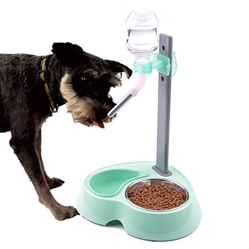 Super Design Comedero Perro Doble Alimentador & Dispensador de Agua Ajustable Fuente Agua para Gatos Perros