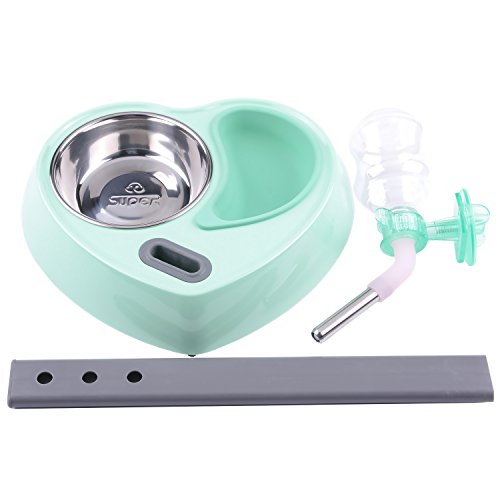 Super Design Comedero Perro Doble Alimentador & Dispensador de Agua Ajustable Fuente Agua para Gatos Perros