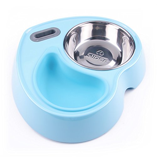 Super Design Comedero Perro Doble Alimentador & Dispensador de Agua Ajustable Fuente Agua para Gatos Perros