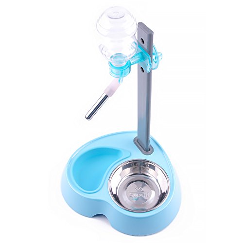 Super Design Comedero Perro Doble Alimentador & Dispensador de Agua Ajustable Fuente Agua para Gatos Perros