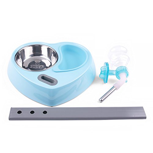 Super Design Comedero Perro Doble Alimentador & Dispensador de Agua Ajustable Fuente Agua para Gatos Perros