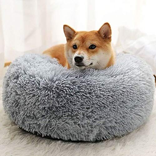 Super Dog cama suave felpa lavable a largo Caseta de Perro Sueño Profundo Dog House terciopelo Mats Sofá para el perro Chihuahua perro Cesta cama del animal doméstico,Gris,S40cm