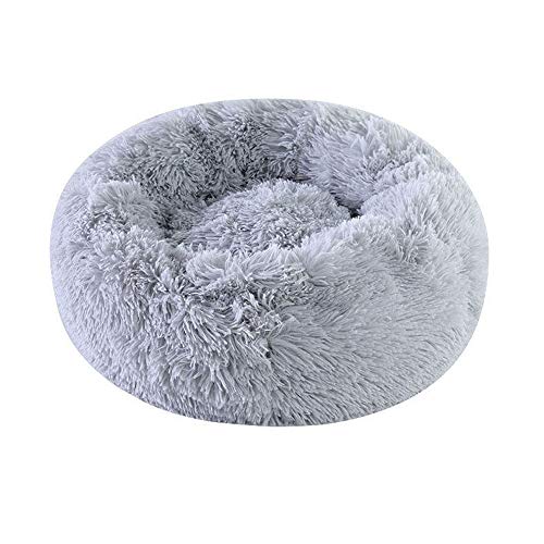 Super Dog cama suave felpa lavable a largo Caseta de Perro Sueño Profundo Dog House terciopelo Mats Sofá para el perro Chihuahua perro Cesta cama del animal doméstico,Gris,S40cm