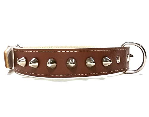 Superpipapo Original Collar para Perro de Cuero Marrón con Pinchos, Todas Las Tallas, Correa Opcional, Piel de Calidad, Diseño Hecho a Mano, Grande, 55 cm X: Cuello 40-45 cm, Ancho 28mm