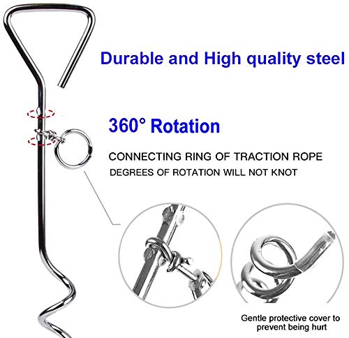 Supet Juego de estaca de Acero Inoxidable con Punta en Espiral y Correa para Atar al Perro en Exteriores, Correa de 3/5/10 m, para Perros pequeños y medianos