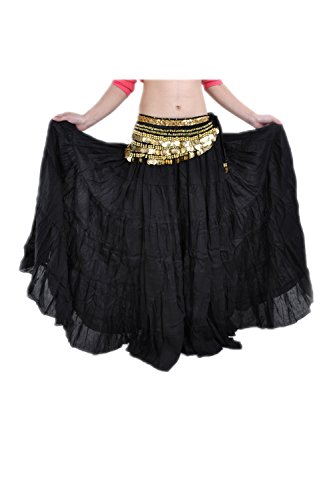 Suvimuga La Mujer Tribal Belly Danza Gitana Flowy Boho Maxi Falda Larga Black One Size