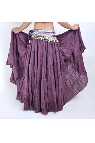 Suvimuga La Mujer Tribal Belly Danza Gitana Flowy Boho Maxi Falda Larga Darkpurple One Size