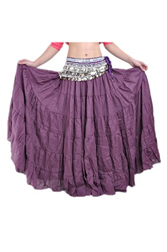 Suvimuga La Mujer Tribal Belly Danza Gitana Flowy Boho Maxi Falda Larga Darkpurple One Size