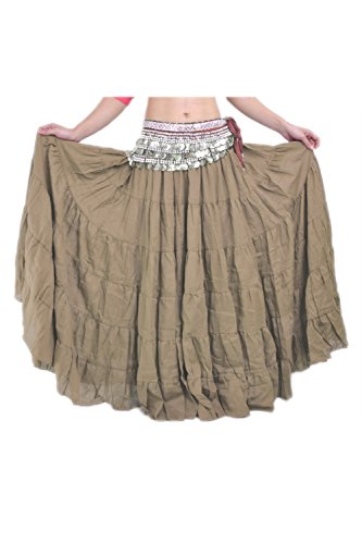 Suvimuga La Mujer Tribal Belly Danza Gitana Flowy Boho Maxi Falda Larga Khaki One Size