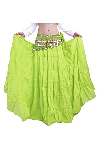 Suvimuga La Mujer Tribal Belly Danza Gitana Flowy Boho Maxi Falda Larga Lightgreen One Size