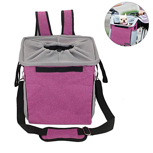 SYCHONG Cesta De La Bicicleta Bolsa Pet Carrier/Booster Mochila con Bolsillos Laterales Grandes, Cómodas Y El Hombro Acolchada Correa, para Perros Y Gatos Viaje Su Seguridad Mascotas,Rosado