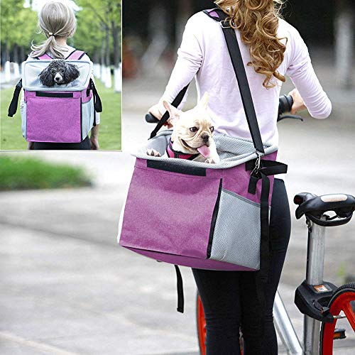 SYCHONG Cesta De La Bicicleta Bolsa Pet Carrier/Booster Mochila con Bolsillos Laterales Grandes, Cómodas Y El Hombro Acolchada Correa, para Perros Y Gatos Viaje Su Seguridad Mascotas,Rosado