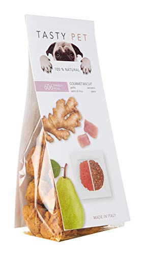 TASTY PET BISCOTTINI 100% Naturales Energy Pear Contiene el Jengibre Que es un excelente ayudante Natural para los CNI Que sufren de Mal de Coche