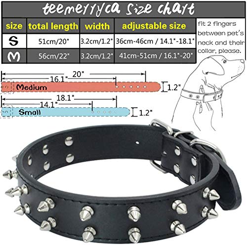 teemerryca - Collar de Piel sintética para Perros medianos y Grandes como Bulldog francés, Pug, Labrador, Pastor alemán