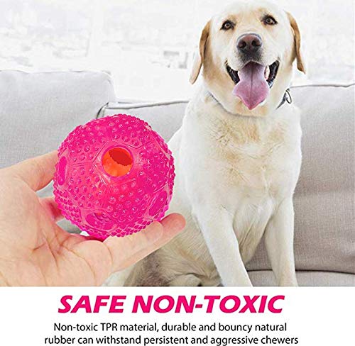 TERRA Juguete Interactivo para Perros IQ Treat Ball Juguetes dispensadores de Alimentos para Perros pequeños, medianos y Grandes Pelota Dura para Masticar Limpia los Dientes Goma no tóxica (Red)