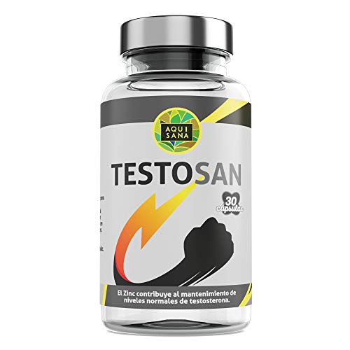 Testosan-Aquisana |Testosterona Suplemento Deportivo | Más fuerza, resistencia y Energía | Quemagrasas | Maca + Zinc | Libre de Alérgenos-(30 CAP)