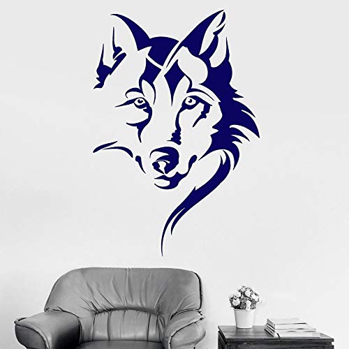 Tianpengyuanshuai Cabeza de Lobo Tatuajes de Pared Tribal habitación Dormitorio decoración Masculina Vinilo Adhesivo Mural extraíble 85X57cm